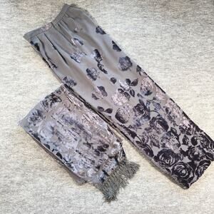 Teri Jon Burnout Velvet Floral Evening Pants + Matching Scarf Size 8